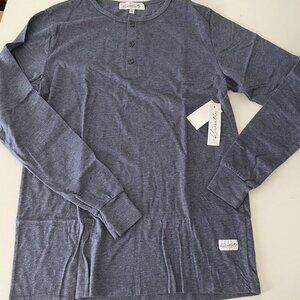 Kinetix Mens Henley Size S Casual Luxury Long Sleeve T Shirt Blue Soft NEW